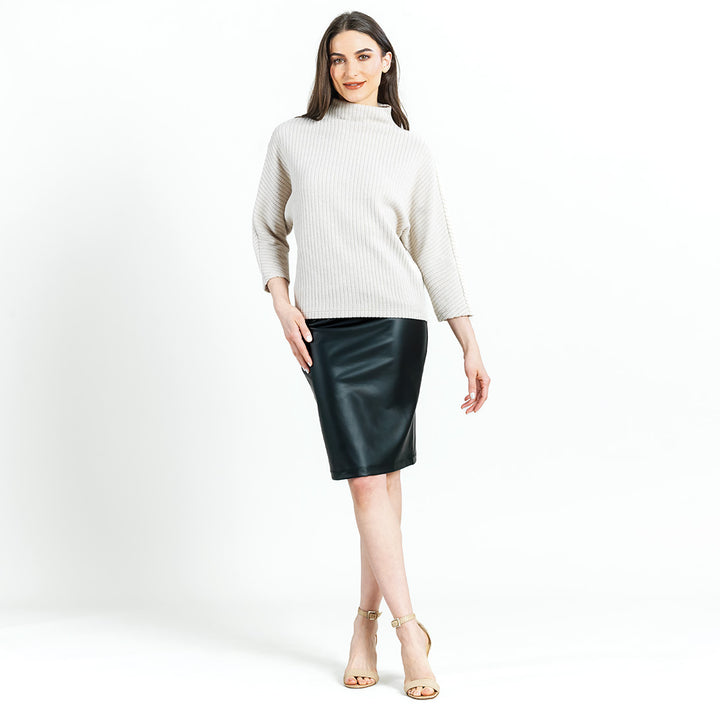 Chunky Ribbed - Funnel Neck Modern Sweater Top - Sand - Sizes!