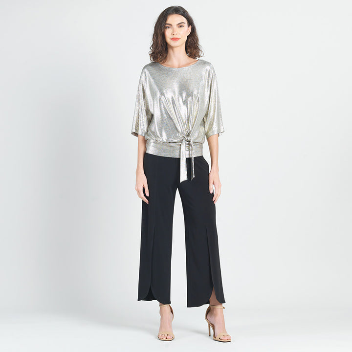 Shimmer Foil Lam&eacute; - Side Tie Top - Champagne - Sizes - XS, LRG