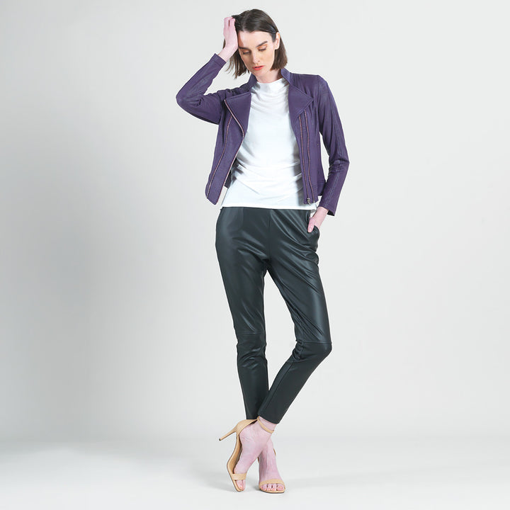 Liquid Leather&trade; Double Zip Pocket Jacket - Eggplant - Sizes!