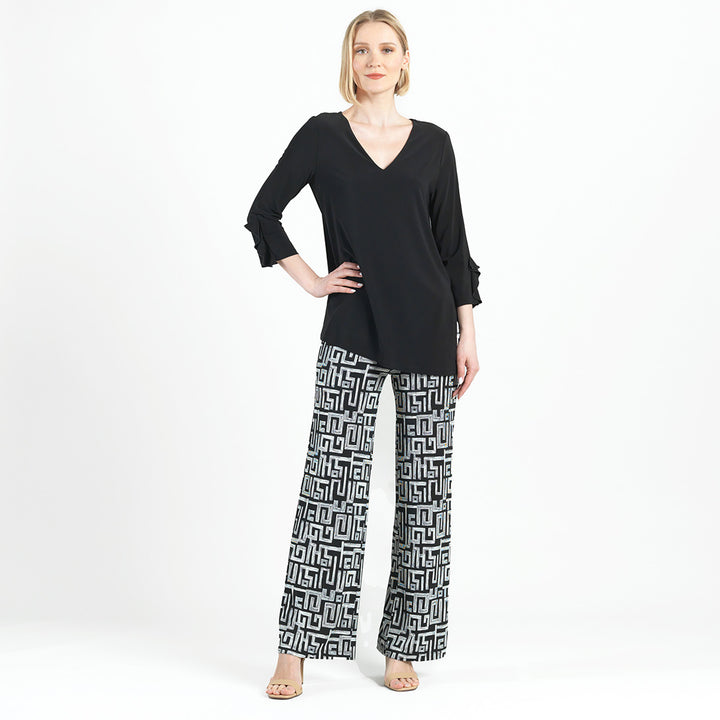 Flutter Cuff Side Vent Tunic - Black - Sizes!