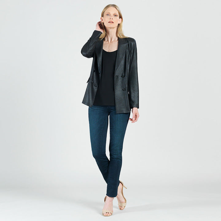 Liquid Leather&trade; Double Breasted Blazer - Black