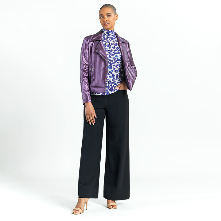 Liquid Sheen&trade; - Plush Moto Zip Jacket - Plum - Final Sale!